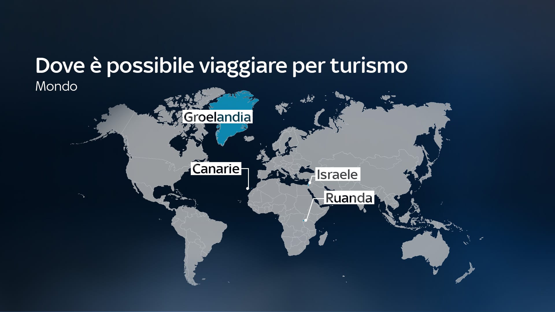 Nell'immagine una mappa del mondo con i Paesi dove è possibile andare per turismo