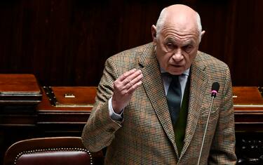 Il ministro della Giustizia, Carlo Nordio, durante il voto di sfiducia alla Camera nei suoi confronti per il caso Almasri, Roma, 26 marzo 2025. ANSA/RICCARDO ANTIMIANI