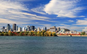Montreal skyline and St Lawrence River in autumn, Quebec, Canada