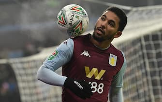 epa08078432 Aston Villa's Douglas Luiz  during the English Carabao Cup quarter-final soccer match between Aston Villa and Liverpool at Villa Park in Birmingham, Britain, 17 December 2019.  EPA/NEIL HALL EDITORIAL USE ONLY. No use with unauthorized audio, video, data, fixture lists, club/league logos or 'live' services. Online in-match use limited to 120 images, no video emulation. No use in betting, games or single club/league/player publications.