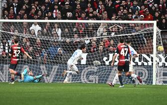 Empoli's Matteo Cancellieri (L) score the gol during the Italian Serie A match, Genoa CFC vs Empoli Fc at Luigi Ferraris stadium in Genoa, Italy, 02 december 2023.
ANSA/LUCA ZENNARO 