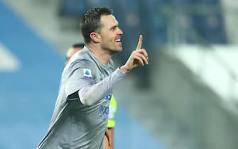 Atalanta's Josip Ilicic jubilates after scoring the 4-1 goal during the Italian Serie A soccer match Atalanta BC vs AS Roma at Gewiss Stadium in Bergamo, Italy, 20 December 2020.
ANSA/PAOLO MAGNI