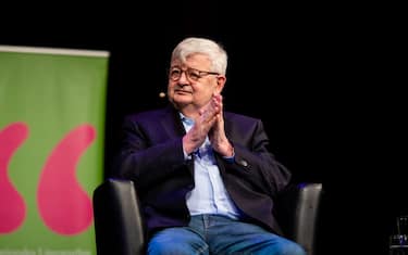 COLOGNE, GERMANY - OCTOBER 22: Joschka Fischer speaks during the lit.COLOGNE Special Edition 2021 at Theater am Tanzbrunnen on October 22, 2021 in Cologne, Germany. (Photo by Joshua Sammer/Getty Images)