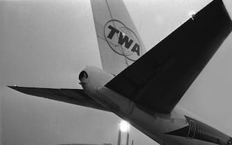 TWA Boeing 747 that was the first international flight landing at Roissy Charles de Gaulle Airport, 13 March 1974, is parked on the tarmac of the airport. (Photo by STAFF / AFP)        (Photo credit should read STAFF/AFP via Getty Images)