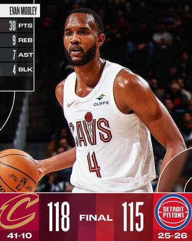 DETROIT PISTONS-CLEVELAND CAVALIERS 115-118
