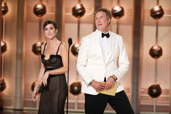 LOS ANGELES - JANUARY 7: Kristen Wiig and Will Ferrell at the 81st Golden Globe Awards held at the Beverly Hilton in Beverly Hills, California on Sunday, January 7, 2024. 


(Sonja Flemming/CBS via Getty Images) *** Kristen Wiig and Will Ferrell ***