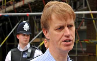 Labour MP Stephen Timms answers to media as he leaves the Royal London Hospital in Beckton, East London, on May 19, 2010. Former British government minister was stabbed on May 14 while meeting with constituents in London. Stephen Timms, who was a treasury minister until the Labour party was voted out in last week's general election, was stabbed in the abdomen.  AFP PHOTO/ POOL/ CLIVE GEE (Photo by - / POOL / AFP) (Photo by -/POOL/AFP via Getty Images)