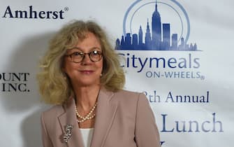 Blythe Danner poses for a photo prior to the Citymeals-on-Wheels 28th annual power lunch November 21, 2014 in New York. The benefit luncheon raised nearly USD 1.3 million to provide nearly 202,500 meals for New York's homebound elderly. AFP PHOTO/Don Emmert        (Photo credit should read DON EMMERT/AFP via Getty Images)