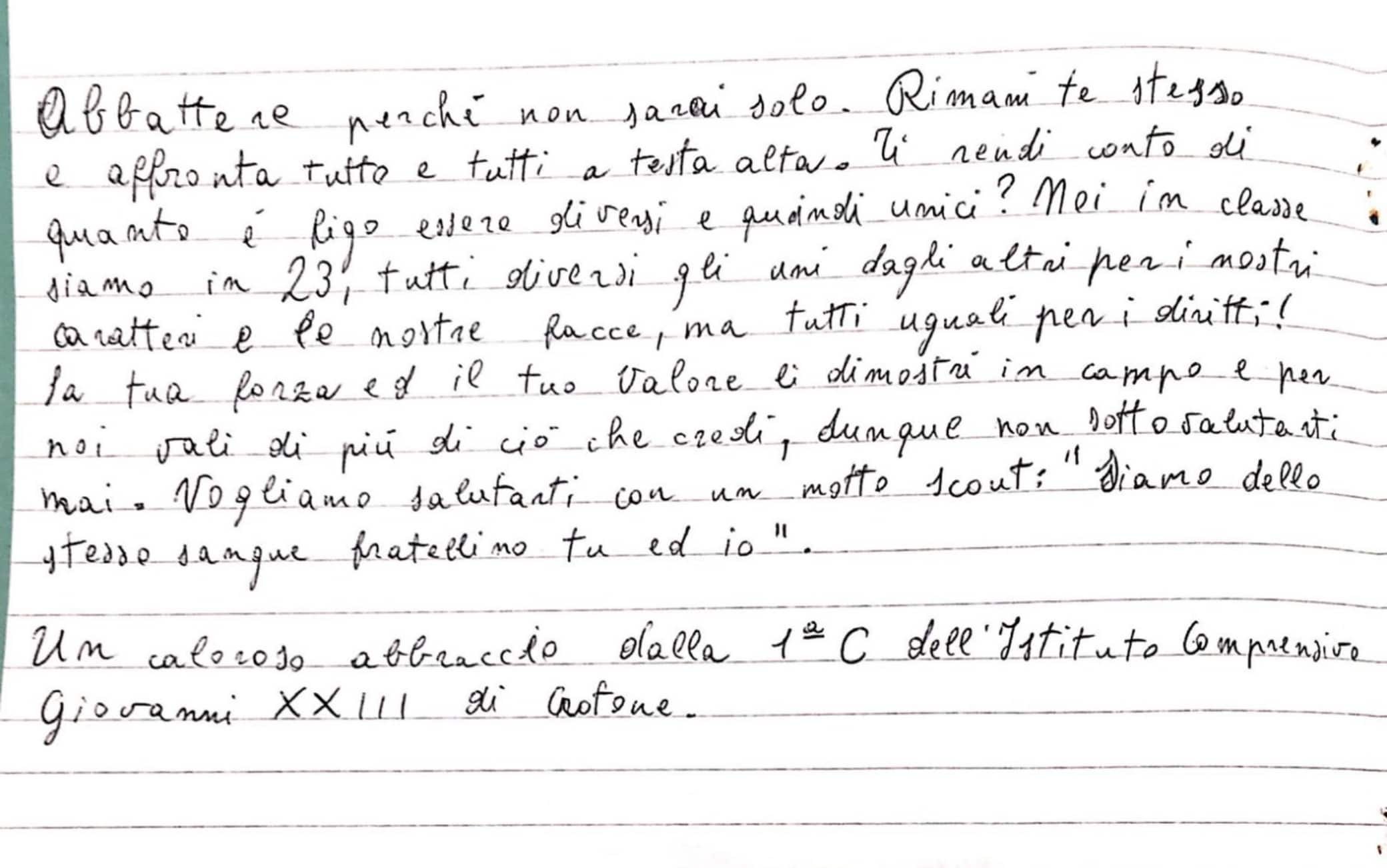 La seconda parte della lettera scritta a Balotelli