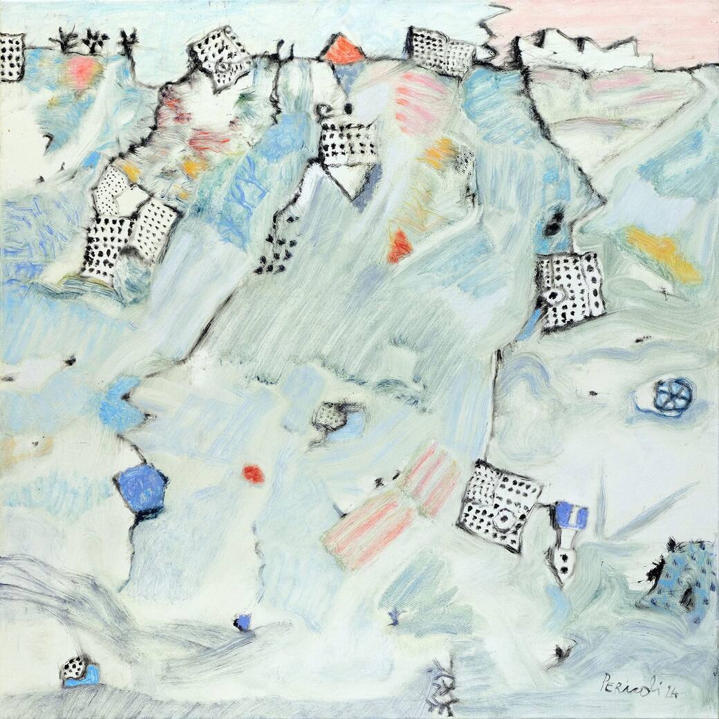 Tullio Pericoli, Invasione, 2024, olio su tela, cm 50x50