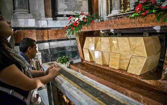 Palermo (Italy), May 26, 2013 - The coffin of Father Puglisi was placed in the Cathedral of Palermo.
Don Puglisi was killed by the Mafia, and his beatification was announced to a crowd of over 80,000 people in prayer at the Foro Italico of Palermo.
The martyred priest was an example for those who contrasts the Mafia.

Photo: Antonio Melita/NurPhoto