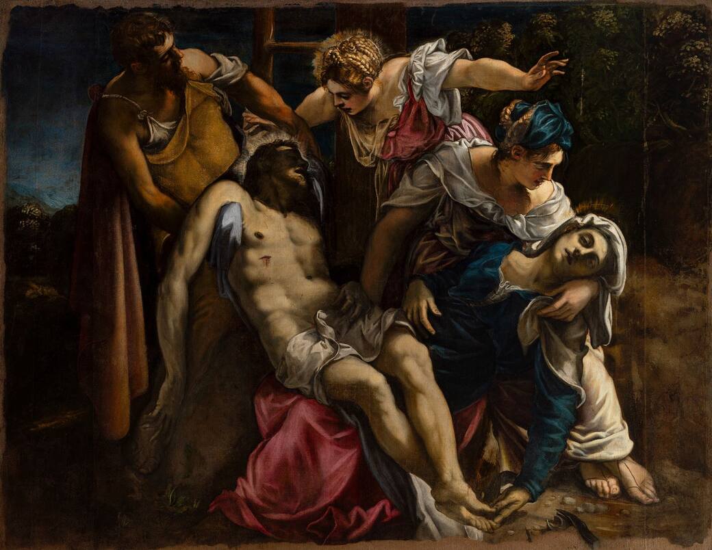 Jacopo Robusti detto Jacopo Tintoretto (Venezia, 1519 – 1594), Deposizione di Cristo dalla croce, 1560-1562 circa, olio su tela, cm 228 x 295