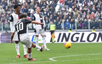 Juventus’ Paulo Dybala scores the goal (1-0) during the Italian Serie A soccer match Juventus FC vs Brescia Calcio at the Allianz stadium in Turin, Italy, 16 February 2020 ANSA/ ALESSANDRO DI MARCO