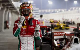 2017 FIA Formula 2 Round 1.
Bahrain International Circuit, Sakhir, Bahrain. 
Friday 14 April 2017.
Charles Leclerc (MCO, PREMA Racing) celebrates pole position.
Photo: Zak Mauger/FIA Formula 2.
ref: Digital Image _56I0348