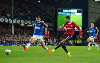 Manchester United's Cristiano Ronaldo scores their side's second goal of the game for his 700th club goal of his career during the Premier League match at Goodison Park, Liverpool. Picture date: Sunday October 9, 2022.