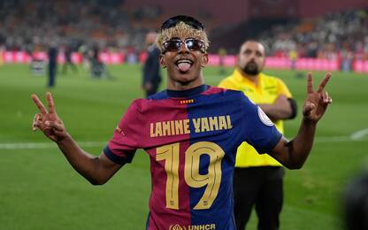 Mandatory Credit: Photo by Joaquin Corchero/AFP7/Shutterstock (15271583eg)
Lamine Yamal of FC Barcelona celebrates the victory during the Spanish Cup, Copa del Rey, Final football match played between FC Barcelona and Real Madrid at La Cartuja Stadium on April 26, 2025 in Sevilla, Spain.
FC Barcelona Vs Real Madrid - Final Copa Del Rey, Sevilla, Spain - 26 Apr 2025