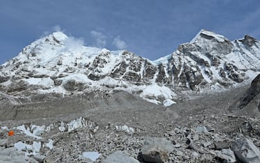 The Khumbu glacier is pictured at the Everest base camp in the Mount Everest region of Solukhumbu district on May 3, 2021. (Photo by Prakash MATHEMA / AFP) (Photo by PRAKASH MATHEMA/AFP via Getty Images)