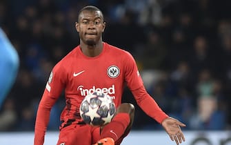 Evan N'Dicka of Eintracht Frankfurt in action  during the Uefa Champions League  match between   SSC Napoli vs Eintracht Frankfurt at  Diego Armando Maradona