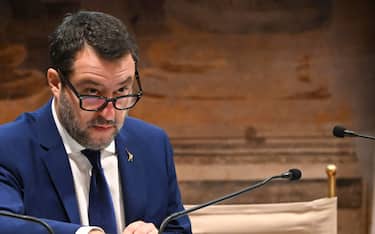 LÕintervento del ministro delle Infrastrutture e Trasporti, Matteo Salvini, alla presentazione del Rapporto DEKRA sulla sicurezza stradale 2022 ÔMobilit  giovaniÕ a Roma, 12 dicembre 2022.   ANSA/MAURIZIO BRAMBATTI