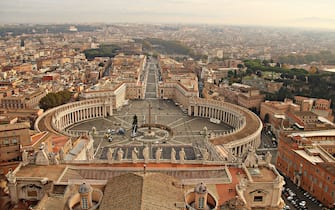 View Of Saint Peters Square In Rome From Above, Rome, Italy.