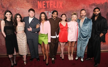 NEW YORK, NEW YORK - JULY 24: (L-R) Tanya Reynolds, Lou Gala, Douggie McMeekin, Jessica Plummer, Karan Gill, Zosia Mamet, Saoirse-Monica Jackson, Tony Hale, and Amar Chadha-Patel attend Netflix's "The Decameron" Clips & Conversation at The Angel Orensanz Foundation on July 24, 2024 in New York City. (Photo by Dia Dipasupil/Getty Images)