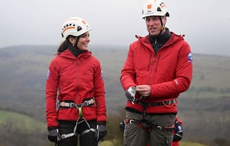 MERTHYR TYDFIL, WALES - APRIL 27: Catherine, Princess of Wales and Prince William, Prince of Wales smile during their visit at the Central Beacons Mountain Rescue on day one of their visit to Wales on April 27, 2023 in Merthyr Tydfil, Wales. The Prince and Princess of Wales are visiting the country to celebrate the 60th anniversary of Central Beacons Mountain Rescue and to meet members of local communities. (Photo by Matthew Horwood - WPA Pool/Getty Images)