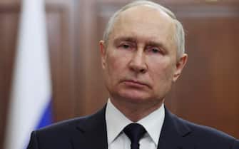 epa10712816 Russian President Vladimir Putin deliveries video address to the Nation in Moscow, Russia, 26 June 2023.  EPA/GAVRIIL GRIGOROV/SPUTNIK/KREMLIN / POOL MANDATORY CREDIT