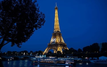 PARIS, FRANCE - JULY 17: Eiffel tower is seen during twilight on July 17, 2024 in Paris, France. (Photo by Maja Hitij/Getty Images)