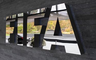 epa09791480 (FILE) - The FIFA logo on display prior to the FIFA Council meeting at the Home of FIFA in Zurich, Switzerland, 14 October 2016 (re-issued on 28 February 2022). The world's football governing body FIFA has decided that Russia can continue their bid to qualify for the FIFA World Cup 2022 in Qatar, as several nations have announced they will refuse to play Russia.  EPA/ENNIO LEANZA *** Local Caption *** 55995331