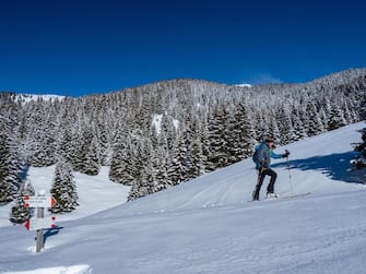Ski mountaineering on Mount Cornetto di Folgaria, plateau of Folgaria and Lavarone, Trentino, Italy, Europe. (Photo by: Marco Simonini/REDA&CO/Universal Images Group via Getty Images)