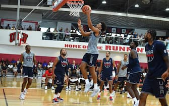 LAS VEGAS, NV - AUGUST 4: Cade Cunningham drives to the basket during the USA Men's National Team Practice as part of 2023 FIBA World Cup on August 4, 2023 at the Mendenhall Center in Las Vegas, Nevada. NOTE TO USER: User expressly acknowledges and agrees that, by downloading and or using this photograph, User is consenting to the terms and conditions of the Getty Images License Agreement. Mandatory Copyright Notice: Copyright 2023 NBAE (Photo by Joe Amati/NBAE via Getty Images)