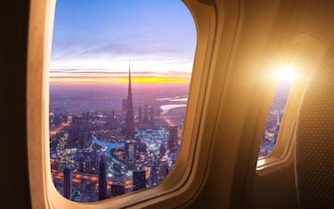 Dubai skyline from the airplane