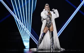 Mandatory Credit: Photo by Jessica Gow/TT/Shutterstock (14472659aa)
Kaleen representing Austria with the song "We will rave" during the second semi-final of the 68th edition of the Eurovision Song Contest (ESC) at Malmö Arena, in Malmö, Sweden, on Thursday, May 09, 2024.
Eurovision Song Contest 2024, Malmö, Sweden - 09 May 2024