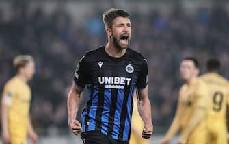 Club's Brandon Mechele celebrates after scoring during a soccer game between Belgian soccer team Club Brugge KV and Norway's Bodo Glimt, Thursday 14 December 2023 in Brugge, on the sixth and last day of the group phase of the UEFA Conference League competition, in group D. BELGA PHOTO BRUNO FAHY (Photo by BRUNO FAHY/Belga/Sipa USA)