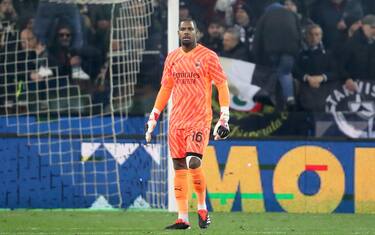 MilanÂ?s Mike Maignan in action during the Italian Serie A soccer match Udinese Calcio vs AC Milan at the Friuli - Dacia Arena stadium in Udine, Italy, 20 January 2024. ANSA / GABRIELE MENIS