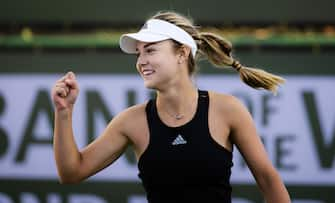 Anna Kalinskaya of Russia in action against Alize Cornet of France during the second round of the 2022 BNP Paribas Open, WTA 1000 tennis tournament on March 11, 2022 at Indian Wells Tennis Garden in Indian Wells, USA - Photo: Rob Prange/DPPI/LiveMedia