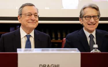 Mario Draghi nella sala Kock del Senato durante audizione in commissione congiunte, Roma, 18 Marzo 2025. ANSA/GIUSEPPE LAMI