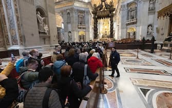 The body of late Pope Emeritus Benedict XVI is lied out in state inside St. Peter's Basilica in Vatican City, 3 January 2022
ANSA/MASSIMO PERCOSSI