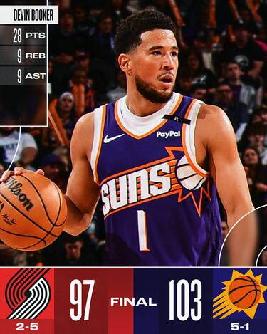 PHOENIX SUNS-PORTLAND TRAIL BLAZERS 103-97