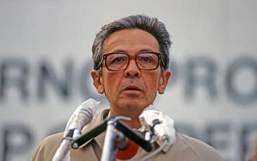 Enrico Berlinguer, Italian politician, Secretary General of Italian Communist Party during a meeting in Rome twenty days before he died. Probably one of the last portraits of E. Berlinguer. Mai, 21, 1984. (Photo by Edoardo Fornaciari/Getty Images)