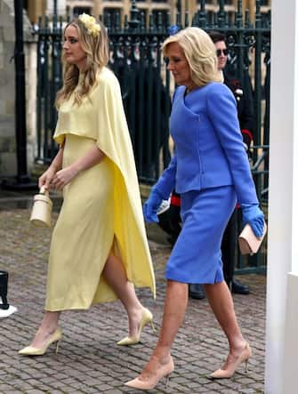 First Lady of the United States, Dr Jill Biden and her grand daughter Finnegan Biden (left) arriving at Westminster Abbey, central London, ahead of the coronation ceremony of King Charles III and Queen Camilla. Picture date: Saturday May 6, 2023.
