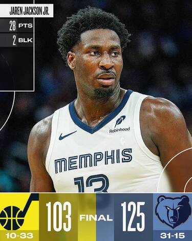MEMPHIS GRIZZLIES-UTAH JAZZ 125-103