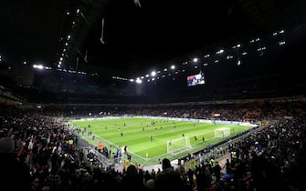MILAN, ITALY - FEBRUARY 05: General view inside the stadium prior to the Serie A match between FC Internazionale and AC MIlan at Stadio Giuseppe Meazza on February 05, 2023 in Milan, Italy. (Photo by Marco Luzzani/Getty Images)