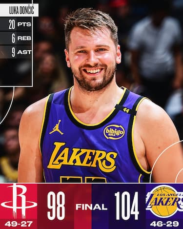 LOS ANGELES LAKERS-HOUSTON ROCKETS 104-98