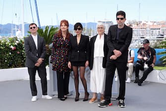 CANNES, FRANCE - MAY 21: Short film jury members Paolo Moretti, Marie-Castille Mention-Schaar, President of the Short Films Jury Lubna Azabal and Short film jury members Claudine Nougaret and Vladimir PeriÅ¡iÄ  attend a photocall for the Jury Des Courts Metrages & De La Cinef at the 77th annual Cannes Film Festival at Palais des Festivals on May 21, 2024 in Cannes, France. (Photo by Pascal Le Segretain/Getty Images)