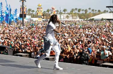 INDIO, CALIFORNIA - APRIL 16: Lil Durk performs with GloRilla at the Coachella Stage during the 2023 Coachella Valley Music and Arts Festival on April 16, 2023 in Indio, California. (Photo by Frazer Harrison/Getty Images for Coachella)