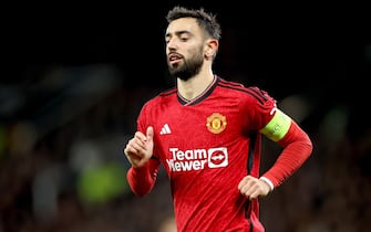 epa10937141 Bruno Fernandes of Manchester United in action during the UEFA Champions League Group A match between Manchester United and FC Copenhagen in Manchester, Britain, 24 October 2023.  EPA/ADAM VAUGHAN