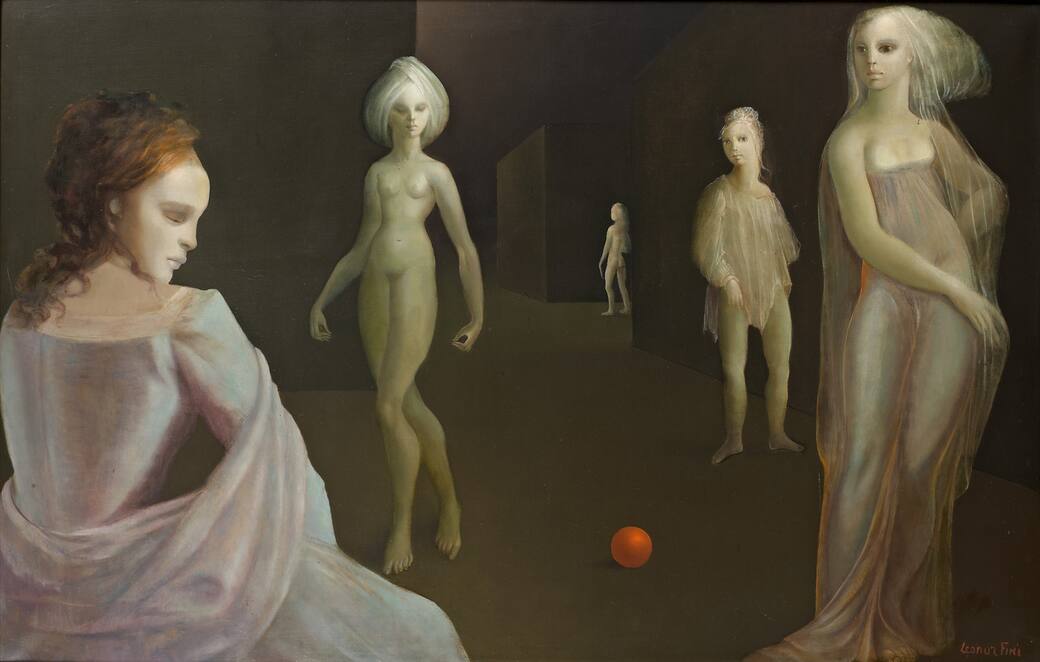Leonor Fini, Le carrefour d'Hecate, 1978, huile sur toile, 65 x 100 cm. Courtesy Galerie Minsky