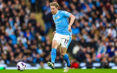 Kevin De Bruyne (17) of Manchester City during the English championship Premier League football match between Manchester City and Manchester United on 3 March 2024 at the Etihad Stadium in Manchester, England