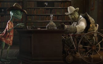 Left to right: Rango (Johnny Depp) and The Mayor (Ned Beatty) in RANGO, from Paramount Pictures and Nickelodeon Movies.  
